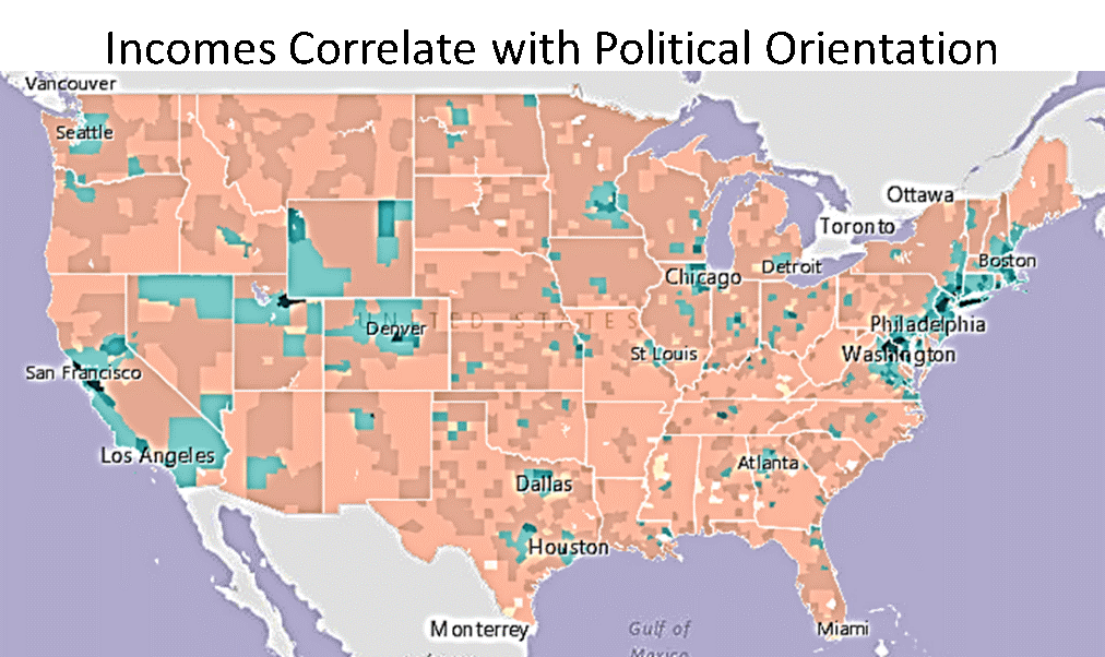 Incomes Correlate with Political Orientation